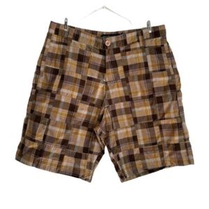 Billabong plaid shorts browns and yellow size 38